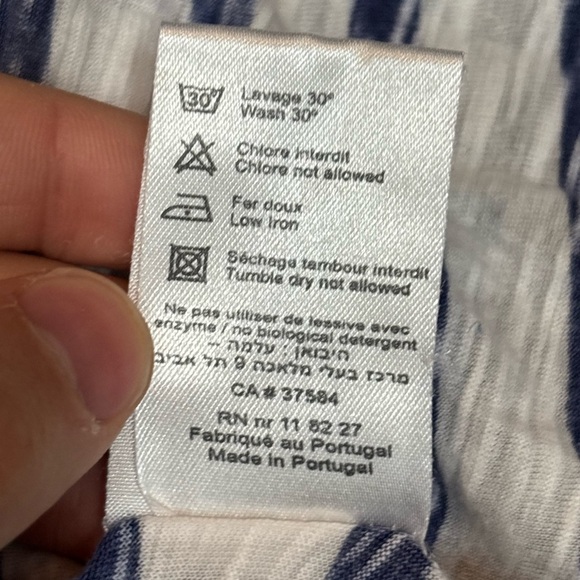 American Vintage Women’s Blue White Striped 100% Cotton Slub Knit Tank Top Large - Picture 12 of 16